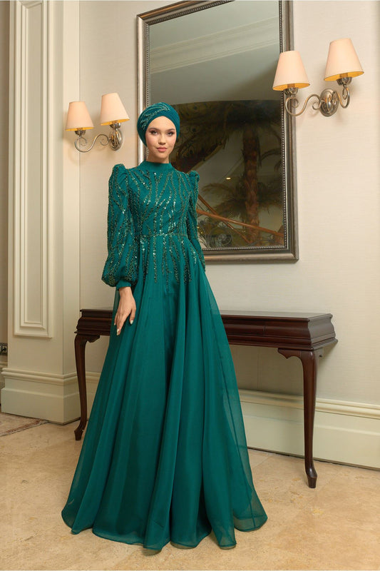 Adelina Evening Dress Emerald